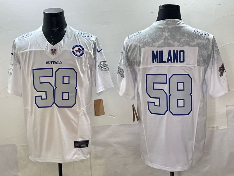 Men 2025 Buffalo Bills #58 Milano white 5th generation Throwback Nike Limited NFL Jersey style 008->new england patriots->NFL Jersey